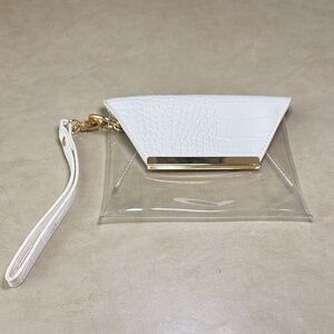 Elegant White and Gold Women's Clear Clutch 6.5"